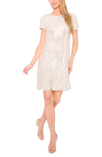 Cece Sequin Fit & Flare Dress In Gold