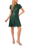 Cece Sequin Fit & Flare Dress In Green