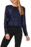 Cece Sequin Long Sleeve Top