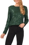 Cece Sequin Long Sleeve Top