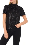 Cece Sequined Top In Rich Black