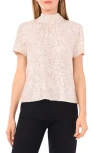 Cece Sequin Mock Neck Top In Neutral