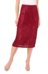 Cece Sequin Pencil Skirt In Red