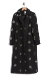 Cece Sequin-embellished Wool-blend Coat In Black