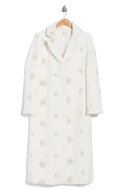 Cece Sequin Starburst Bouclé Coat In White