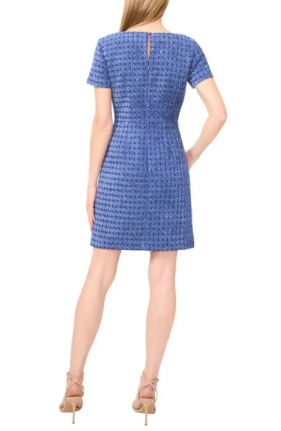Cece Sequin Tweed Minidress In Ocean Blue