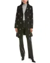 Cece Sequin-embellished Wool-blend Coat In Black
