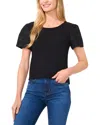 Cece Set-in Sleeve Mixed Media Top In Black
