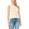 Cece Shell Button Sweater Vest In White