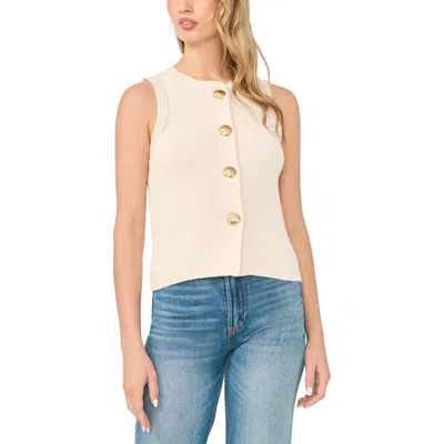 Cece Shell Button Sweater Vest In White