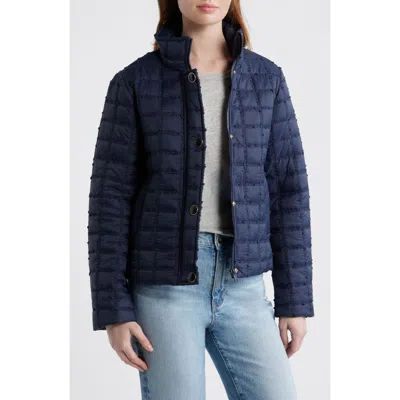 Cece Short Quilted Jacket In Blue