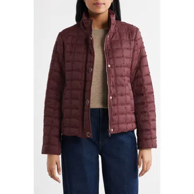 Cece Short Quilted Jacket In Burgundy