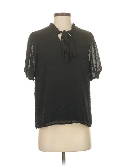 Pre-owned Cece Short Sleeve Blouse In Black