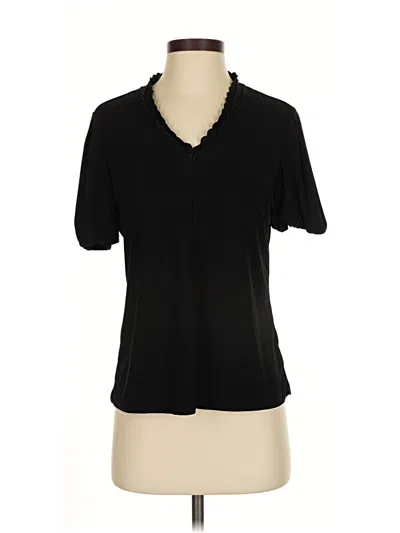 Pre-owned Cece Short Sleeve Blouse In Black