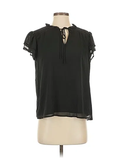 Pre-owned Cece Short Sleeve Blouse In Black