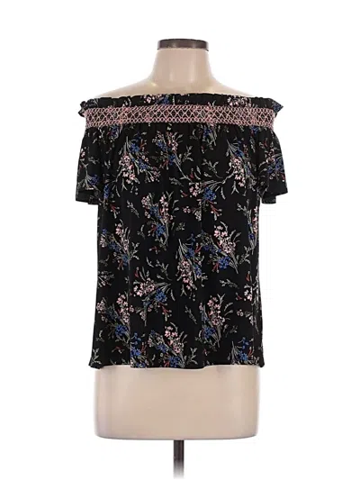 Pre-owned Cece Short Sleeve Blouse In Black
