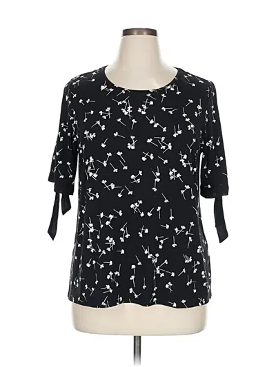 Pre-owned Cece Short Sleeve Blouse In Black
