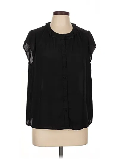 Pre-owned Cece Short Sleeve Blouse In Black