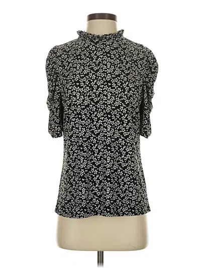 Pre-owned Cece Short Sleeve Blouse In Black