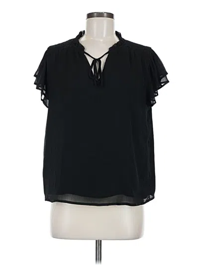 Pre-owned Cece Short Sleeve Blouse In Black
