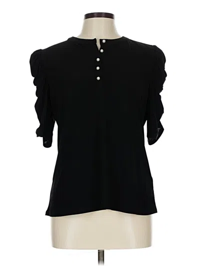 Pre-owned Cece Short Sleeve Blouse In Black