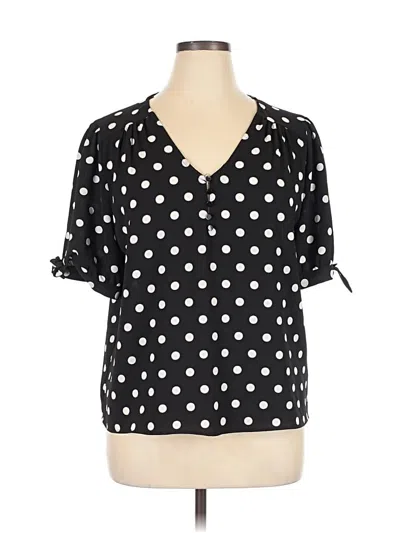 Pre-owned Cece Short Sleeve Blouse In Black