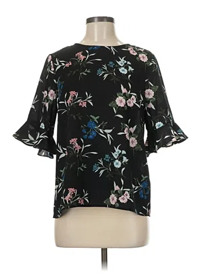 Pre-owned Cece Short Sleeve Blouse In Black