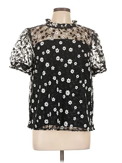 Pre-owned Cece Short Sleeve Blouse In Black