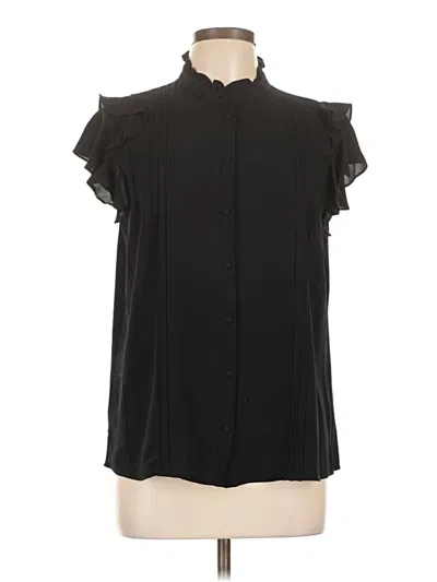 Pre-owned Cece Short Sleeve Blouse In Black