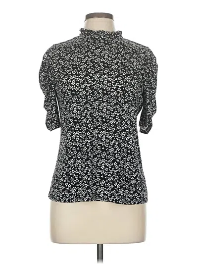 Pre-owned Cece Short Sleeve Blouse In Black