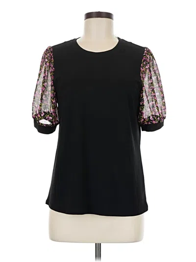 Pre-owned Cece Short Sleeve Blouse In Black