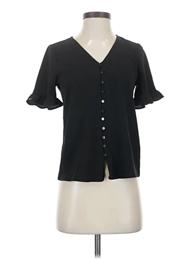 Pre-owned Cece Short Sleeve Blouse In Black