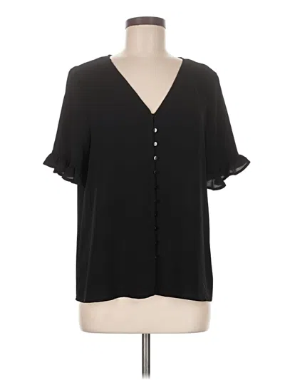 Pre-owned Cece Short Sleeve Blouse In Black