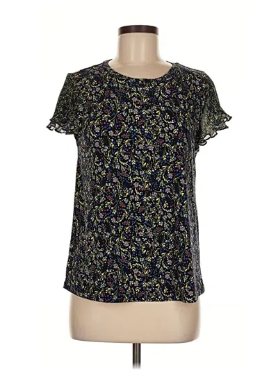 Pre-owned Cece Short Sleeve Blouse In Black