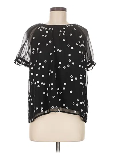 Pre-owned Cece Short Sleeve Blouse In Black