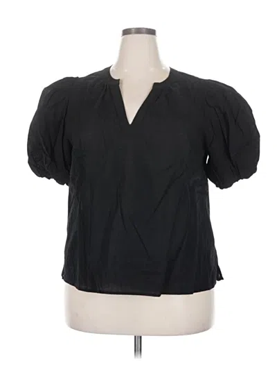 Pre-owned Cece Short Sleeve Blouse In Black