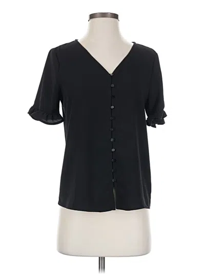 Pre-owned Cece Short Sleeve Blouse In Black