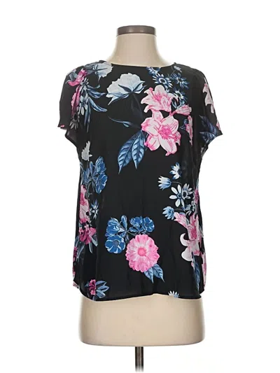 Pre-owned Cece Short Sleeve Blouse In Black