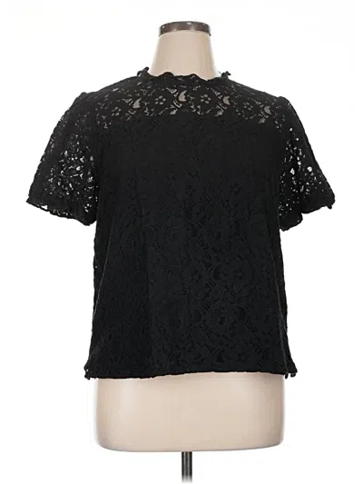 Pre-owned Cece Short Sleeve Blouse In Black