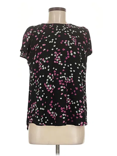 Pre-owned Cece Short Sleeve Blouse In Black