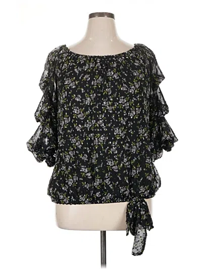 Pre-owned Cece Short Sleeve Blouse In Black
