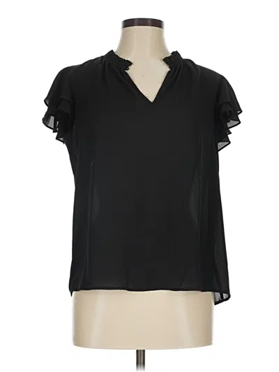 Pre-owned Cece Short Sleeve Blouse In Black