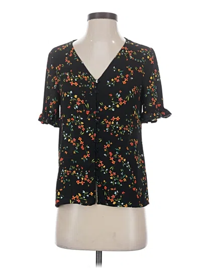 Pre-owned Cece Short Sleeve Blouse In Black