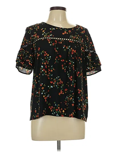Pre-owned Cece Short Sleeve Blouse In Black
