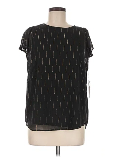 Pre-owned Cece Short Sleeve Blouse In Black