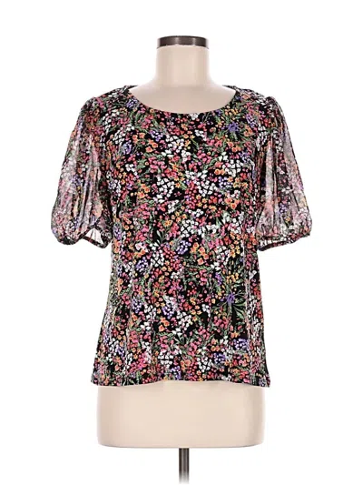 Pre-owned Cece Short Sleeve Blouse In Black
