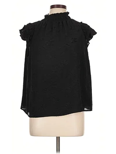 Pre-owned Cece Short Sleeve Blouse In Black
