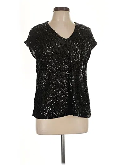 Pre-owned Cece Short Sleeve Blouse In Black