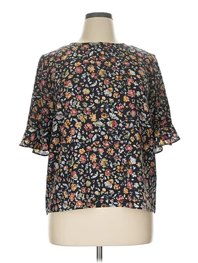 Pre-owned Cece Short Sleeve Blouse In Black