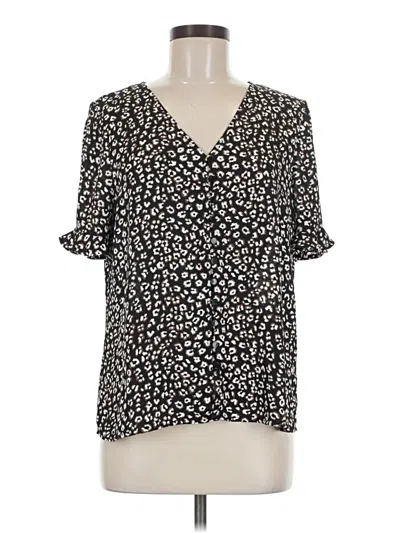 Pre-owned Cece Short Sleeve Blouse In Black
